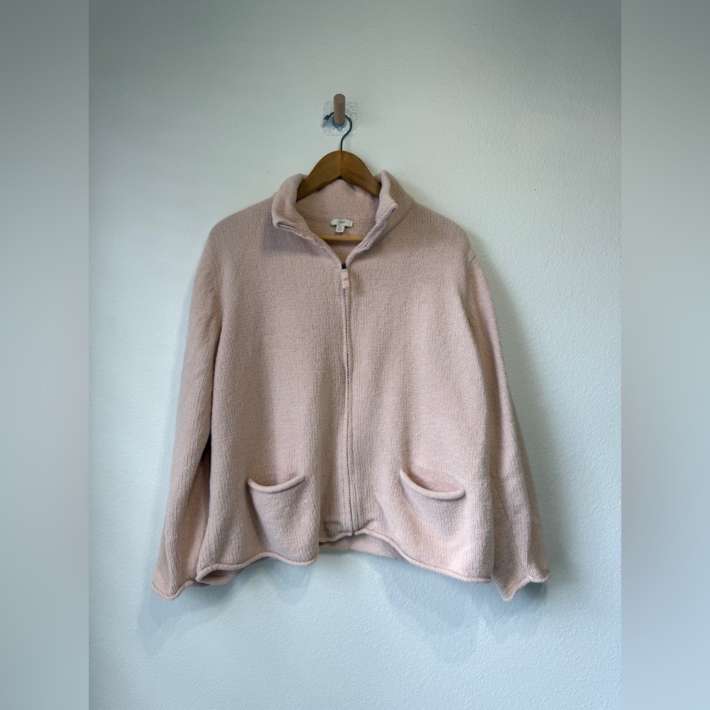 J.Jill Soft Knit Zip Front Cardigan Jacket Blush Pink Size XL - Picture 3 of 5
